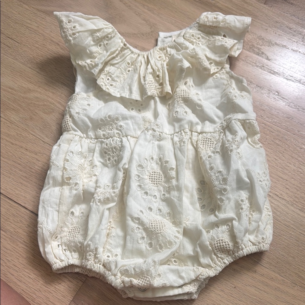 Cream Eyelet Baby Romper